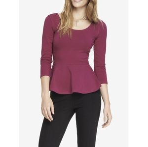 Express Red Peplum Long Sleeve Top XS ❤️